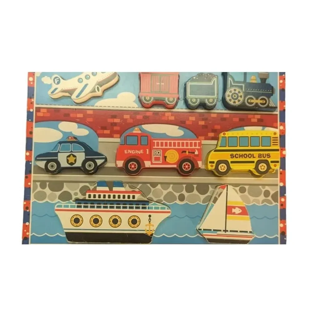Melissa & Doug 9 Piece Vehicles Colorful Wooden Chunky Puzzle